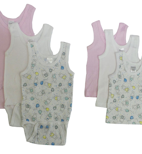 Girls Printed Bodysuit & Singlet - Variety 6 Pack